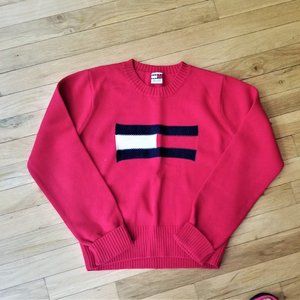 Tommy Jeans kids red sweater, sz L, made in Japan